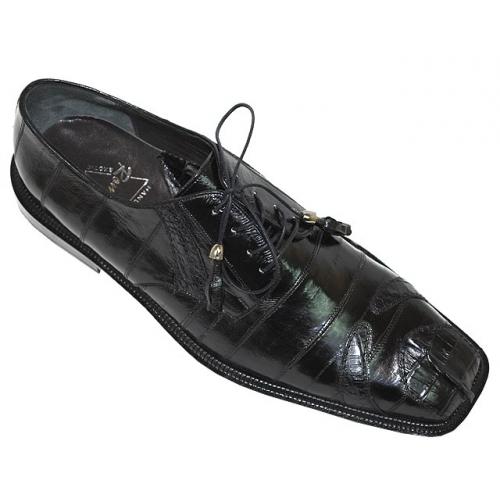 Romano "Twin" Black Genuine Crocodile Tail/Eel Shoes